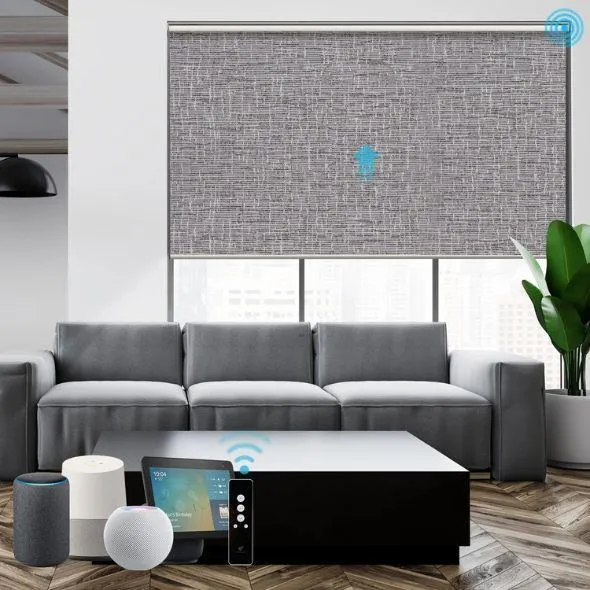 This is a Motorized Roller Shades 100% Blackout Safari