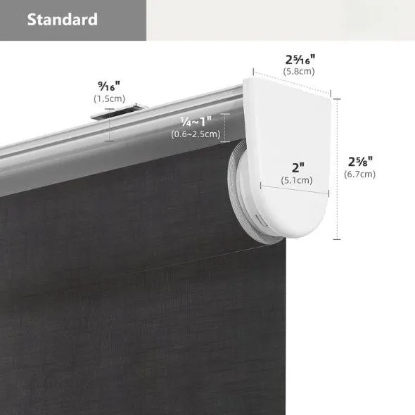 Standard Valance Light Filtering Roller Shades 60%/70% Blackout Twilight