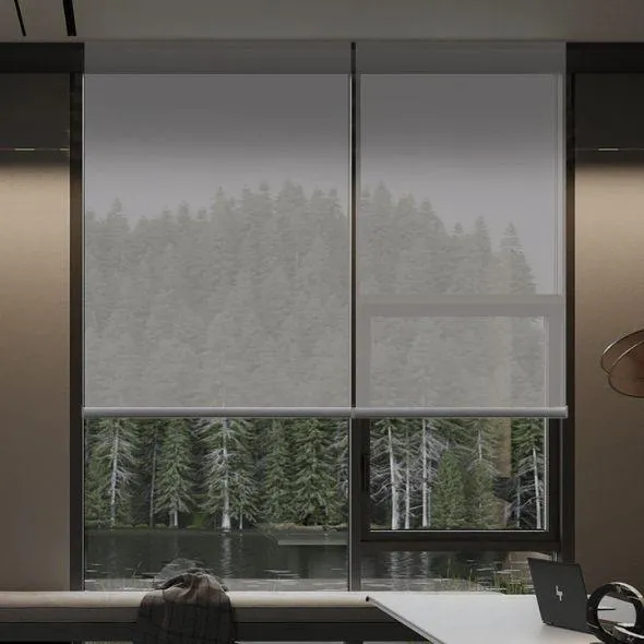 This is a Motorized Light Filtering Solar Shades 1%/3%/5% Openness Aventus