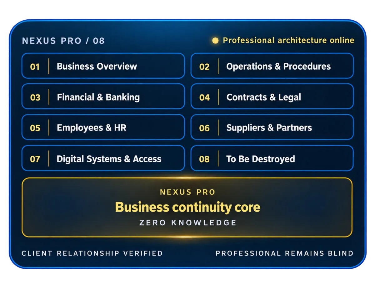 Premium Business Vault architectural conceptual view with dark surface and security architecture