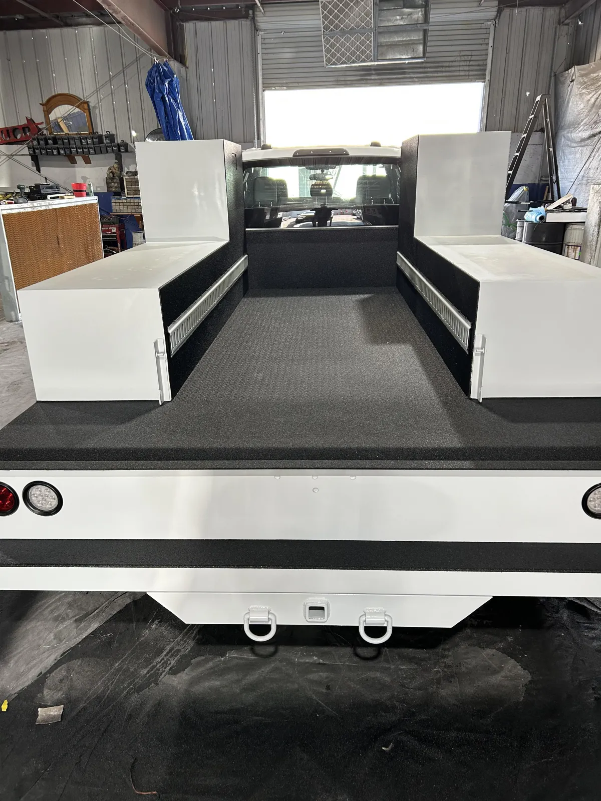 black floorboard of flat truck bed