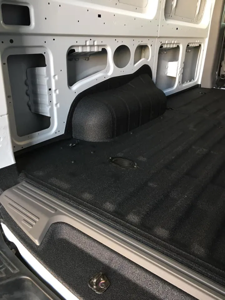 black floor of white van