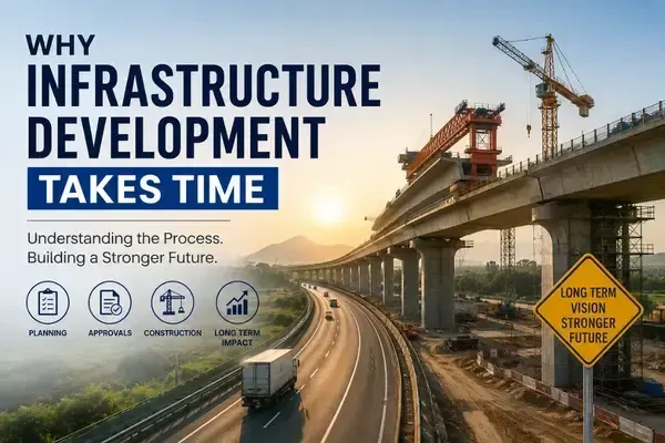 Highway infrastructure under construction illustrating long-term infrastructure development in India.