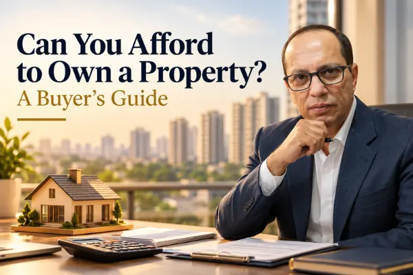 Property buyer reviewing the costs, finances and long-term considerations of owning a home