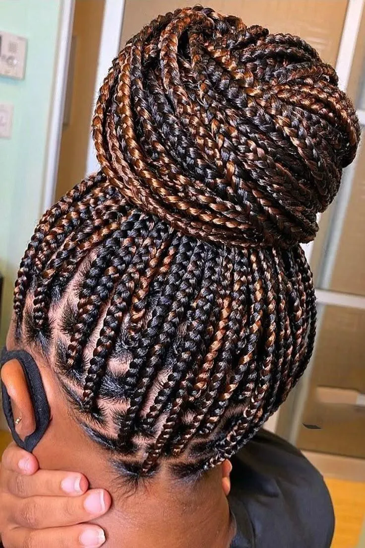 Knotless Braids wrapped in a pony tail