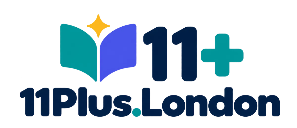 11Plus.London — open-book 11+ logo