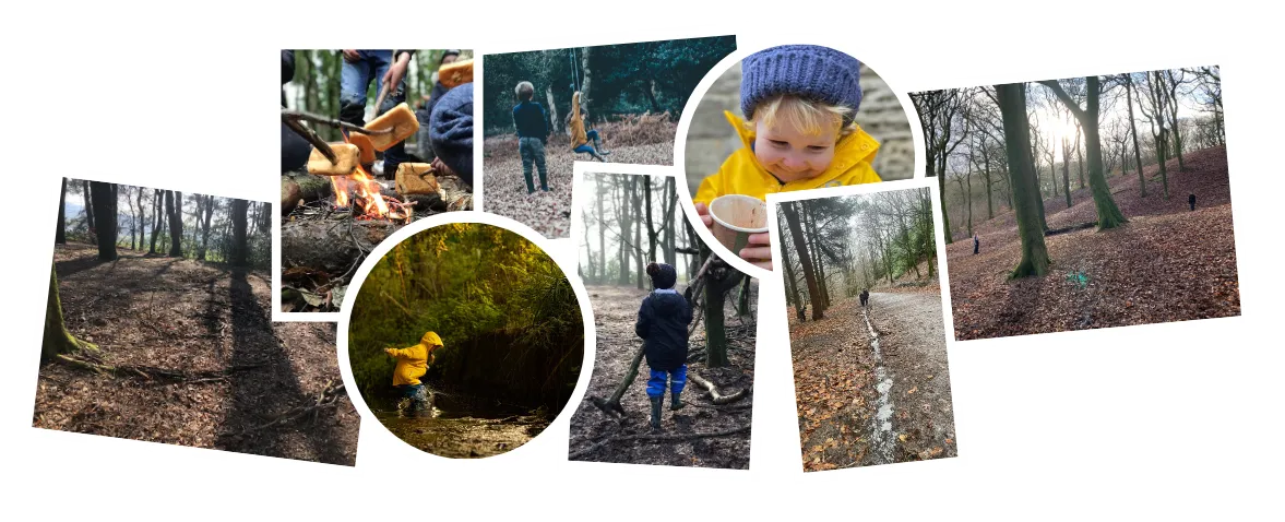 Eight Photos Showing Children Playing At Compass Forest School