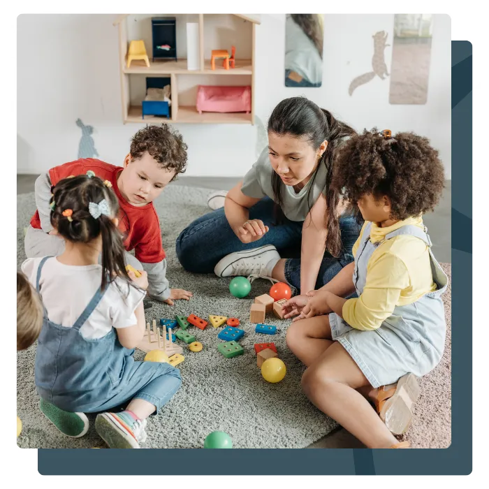 Children playing in childcare facility