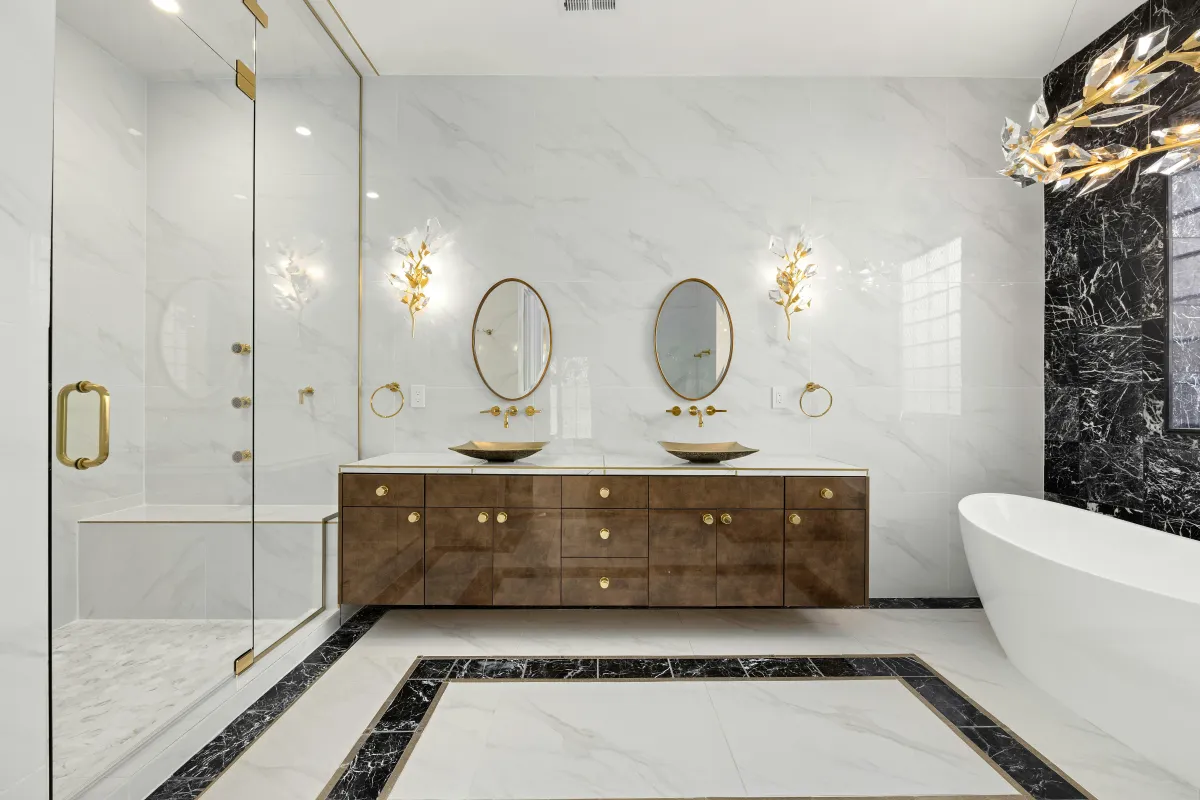 Team of bathroom remodeling experts at work
