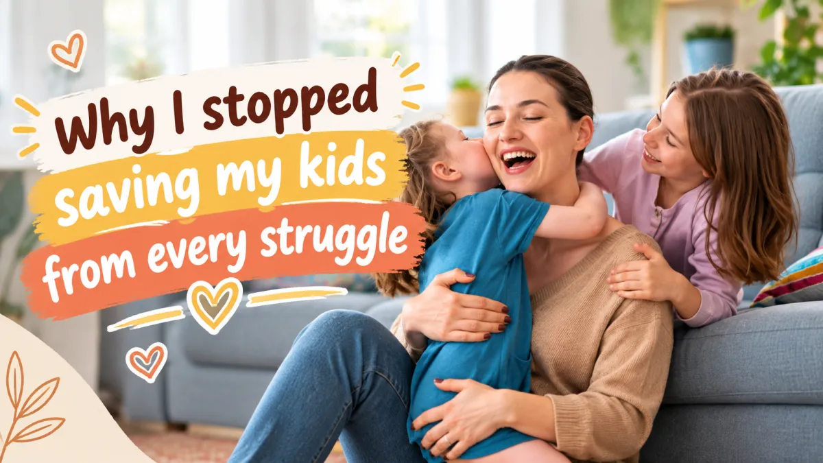 Toddler happily hugging mom in a warm cozy playroom
