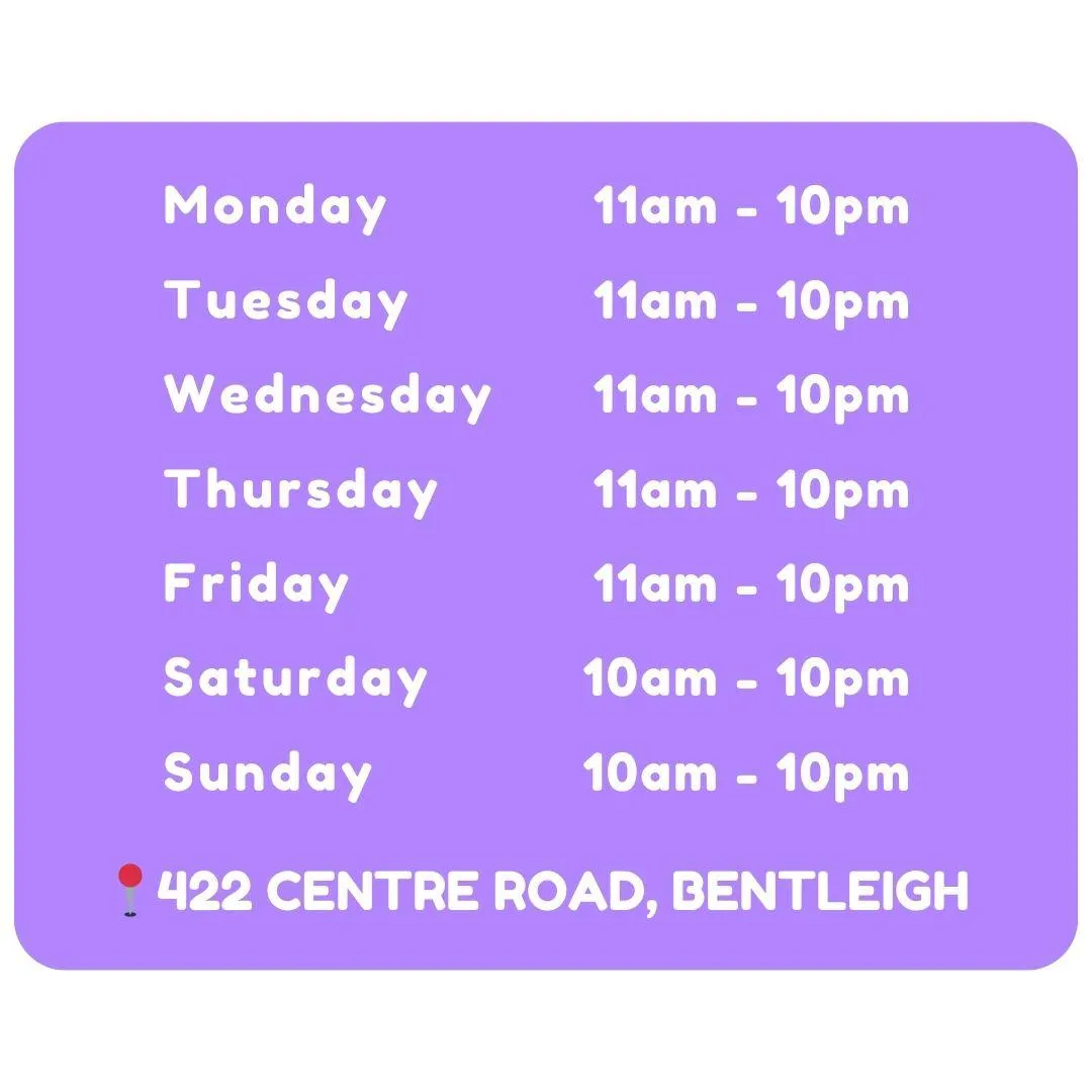 (Yo-Bar Bentleigh Opening Hours)  Visit Yo-Bar Bentleigh every day, with extended hours on weekends:  Monday to Friday: 11 am - 10 pm Saturday & Sunday: 10 am - 10 pm Enjoy a treat at any time of day.  Keywords: Yo-Bar Bentleigh hours, 422 Centre Road opening times, frozen yogurt shop hours, Yo-Bar opening times, Bentleigh frozen yogurt.