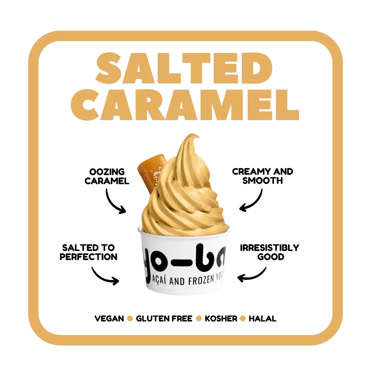 Salted Caramel - A creamy and smooth caramel flavor, vegan, gluten-free, 99% sugar-free, kosher, and halal.