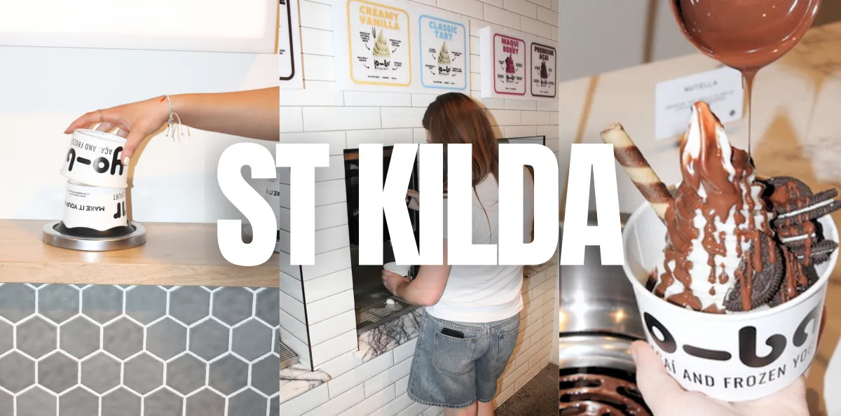 Yo-Bar St Kilda, Acland St, Pistachio Tap, Nutella Tap, Fruit Cups, Acai, Frozen Yoghurt, 60+ Toppings, Melbourne, Australia