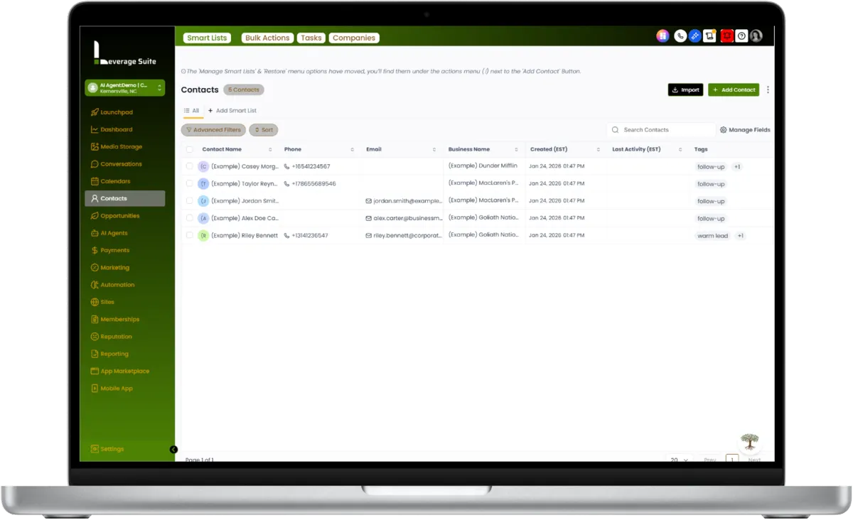 Levrage Suite: Contacts