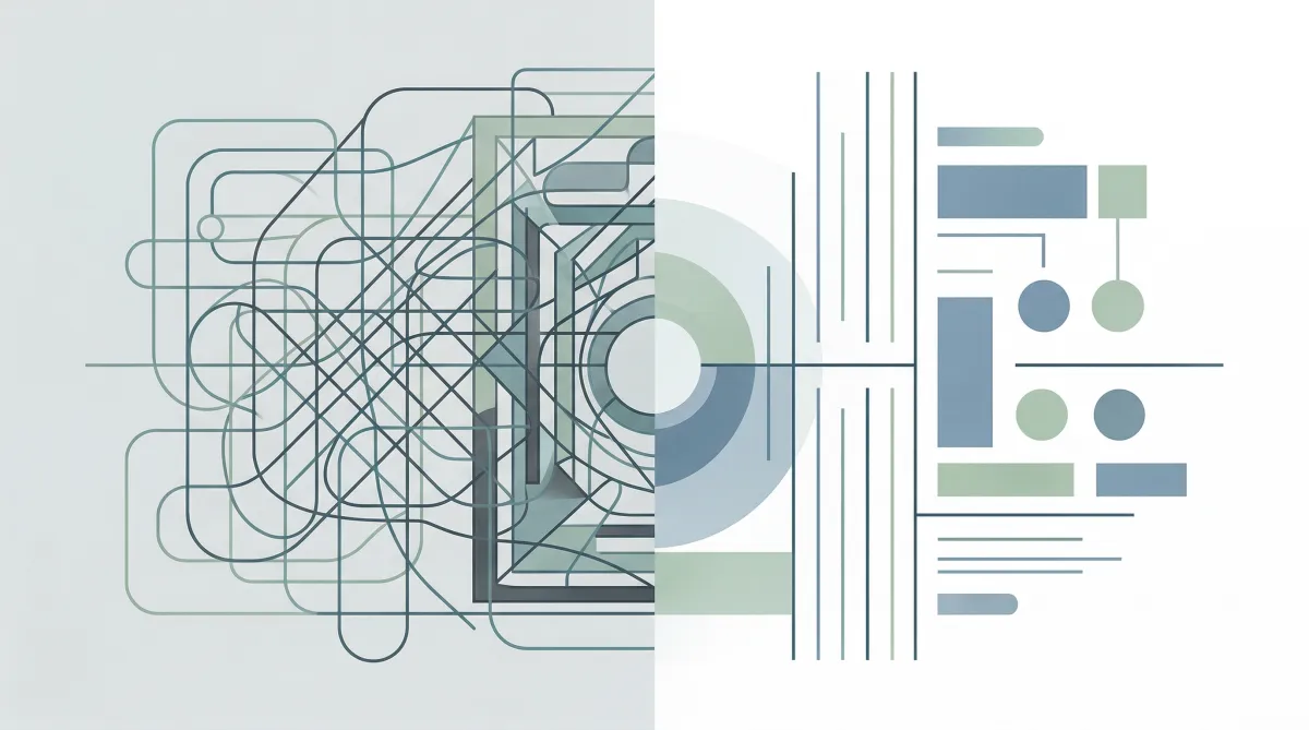 Illustration showing simplified business processes and automation workflow