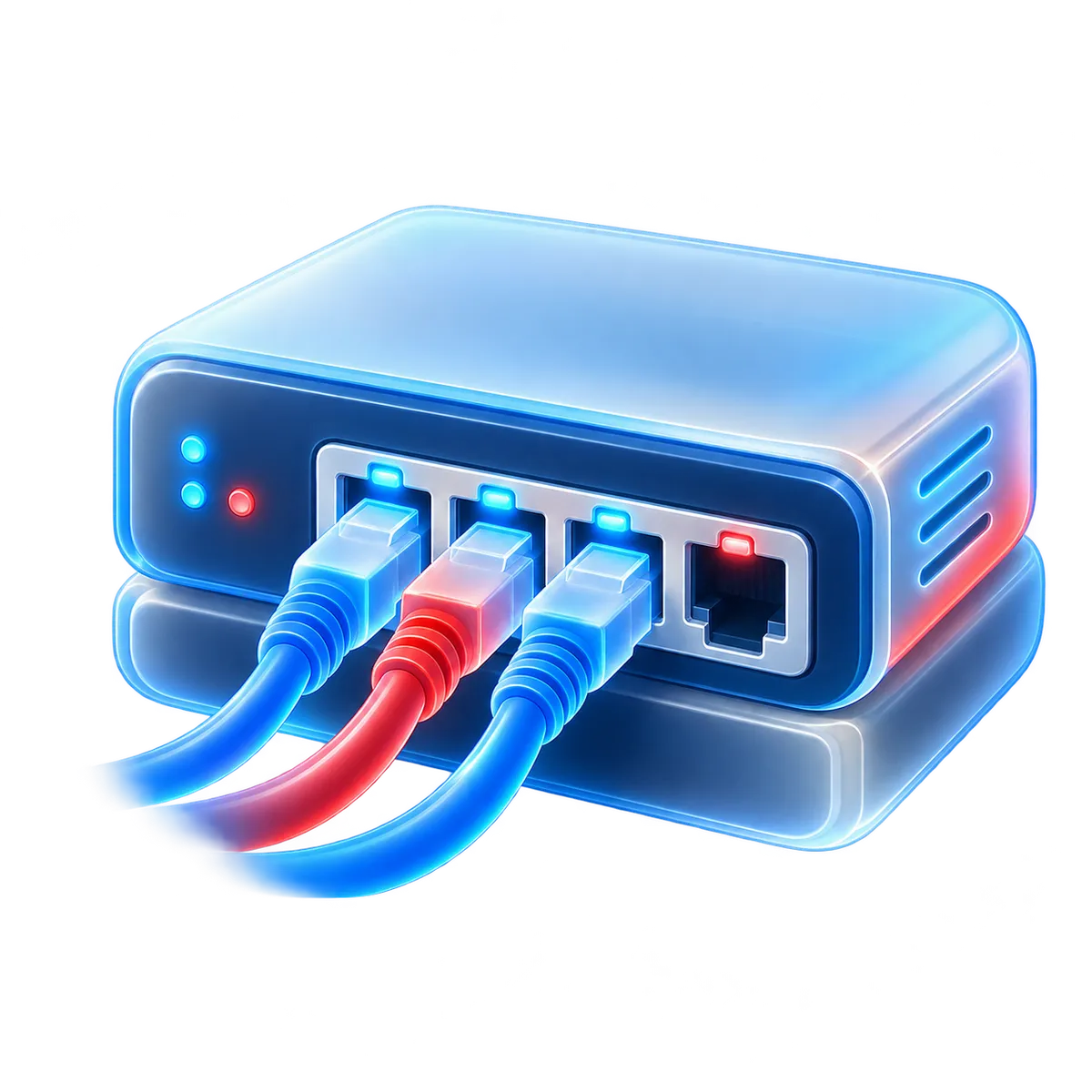 Illustration of a network switch and data cables