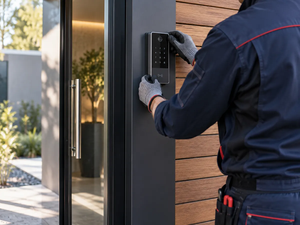 Illustrative intercom and smart entry installation