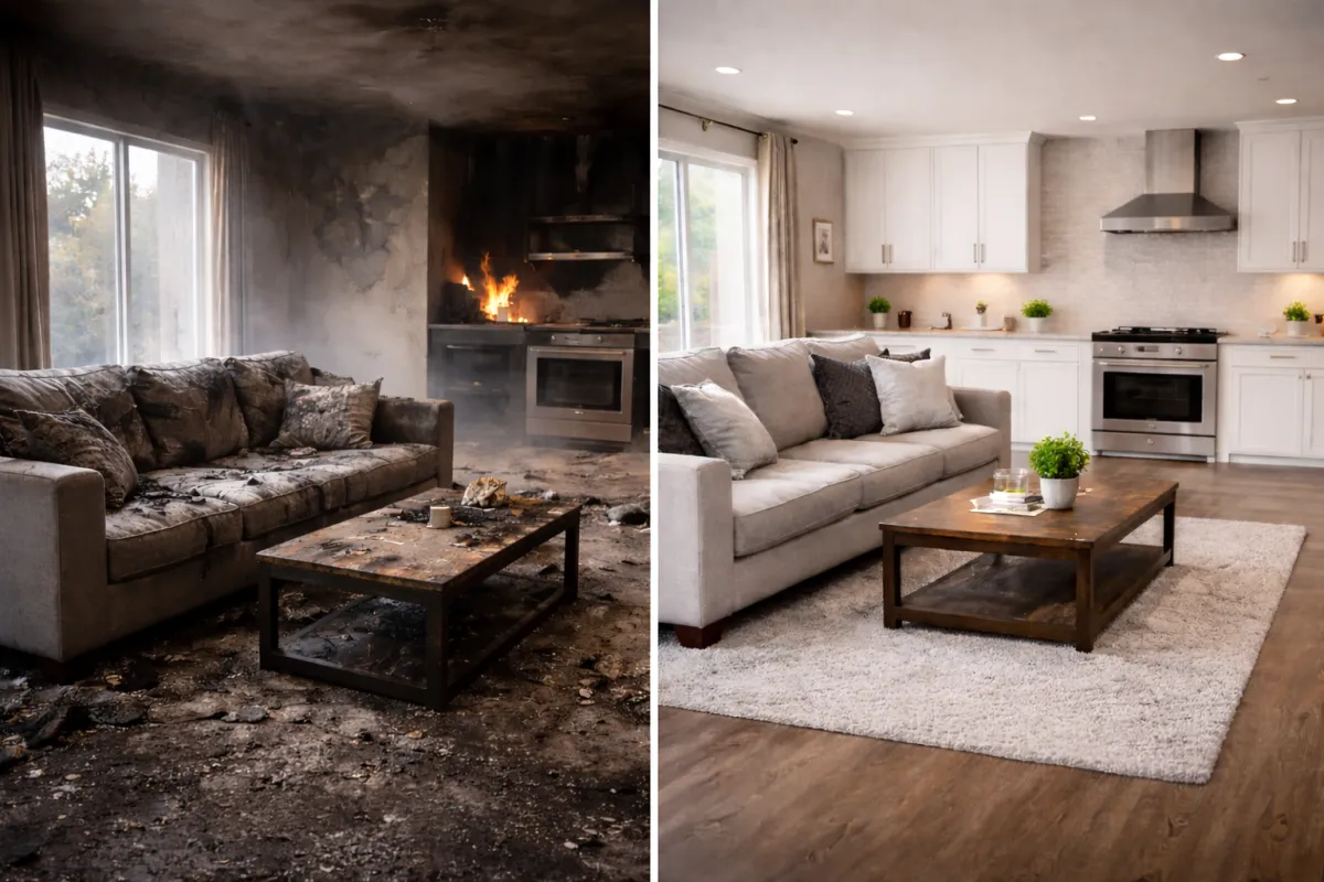 before and after fire damage restoration in menifee ca