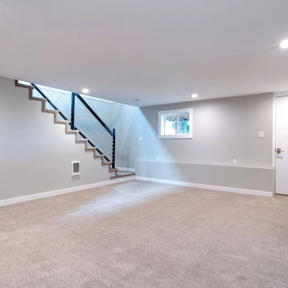 restored basement with new carpet menifee ca home