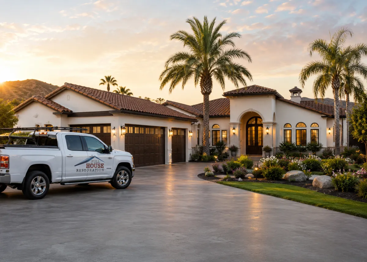 reconstruction crew rebuilding fire damaged home in menifee california