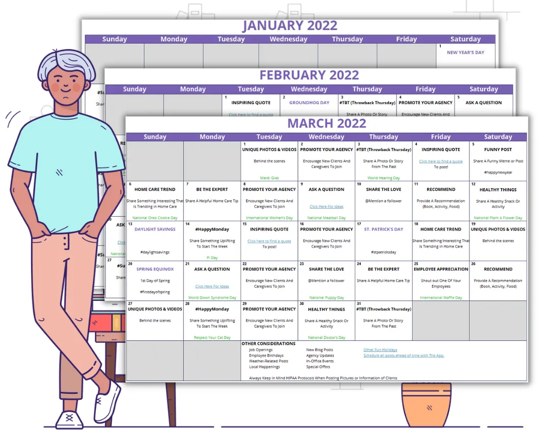 Social Media Planner Calendar for Home Care Agencies