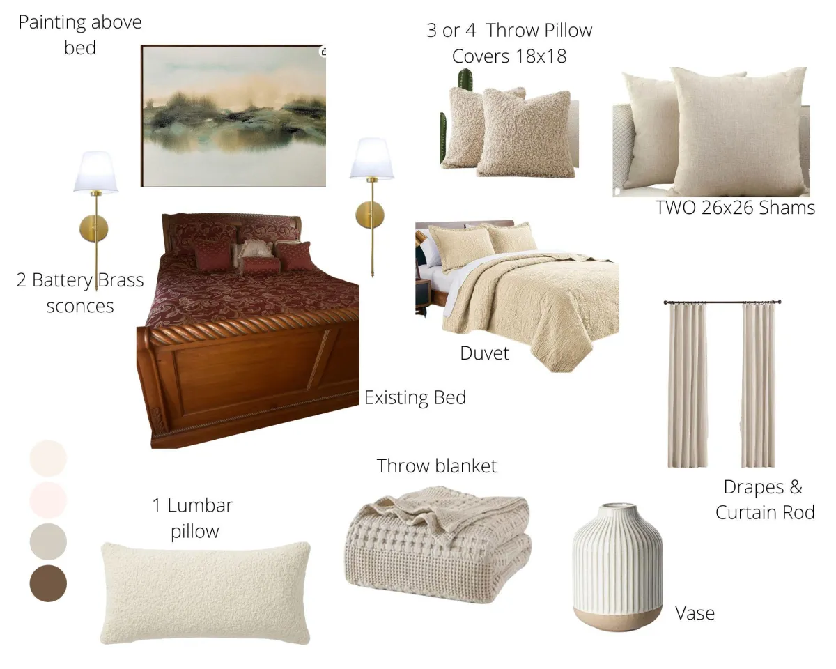 Serene Primary Bedroom Mini Mood Board Using Feng Shui 