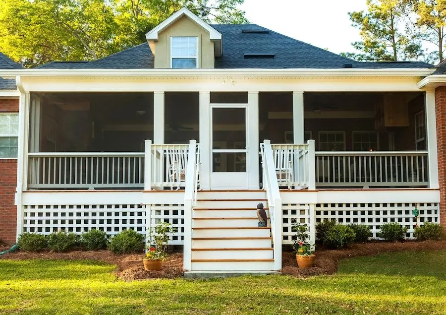 Comprehensive deck extension construction showcasing the framework and progress on a residential property.