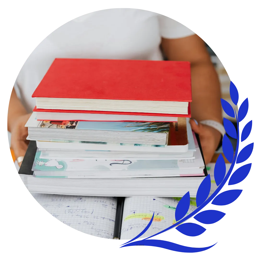 Child learning with textbooks