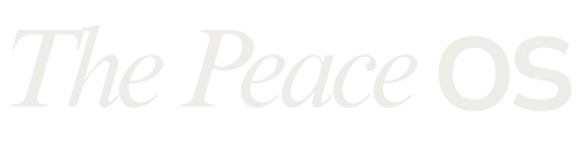 Stylized logo text that reads "The Peace OS" in a bold, soft serif font, representing the brand identity for the website thepeaceos.com.