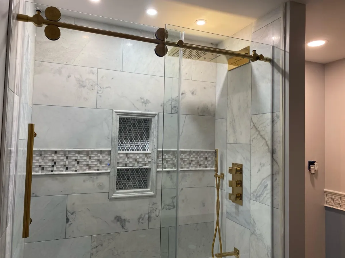 Double vanity bathroom remodel example in Charlotte