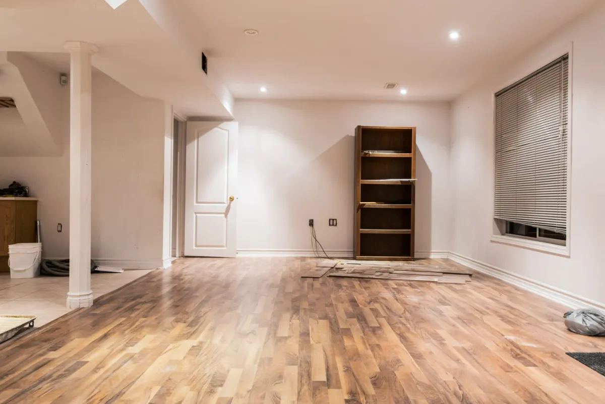 Basement finishing in Mint Hill featuring a flex room and improved lighting