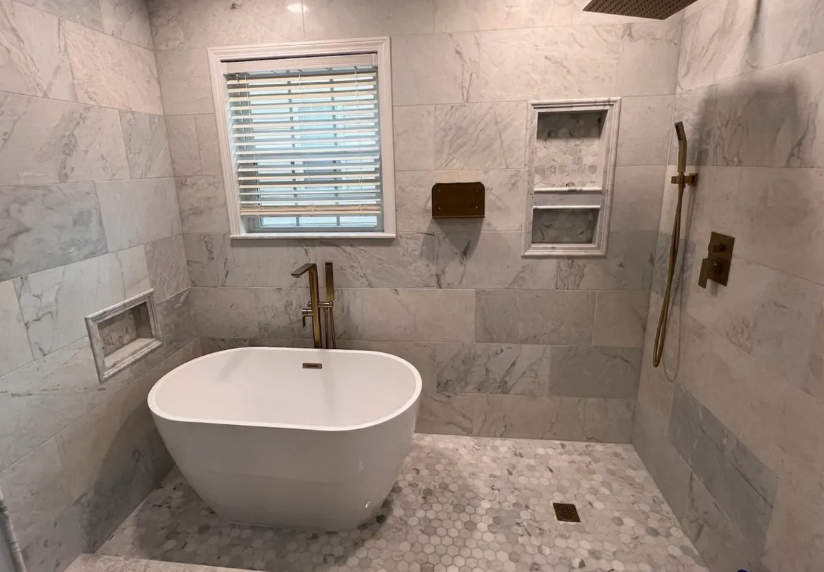 Bathroom remodeled in Charlotte with expert tilework