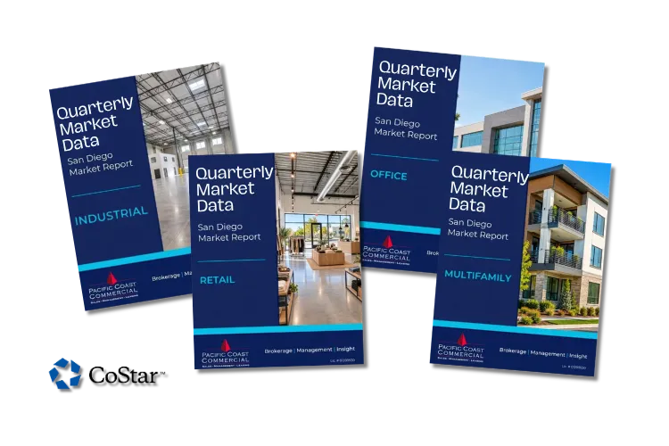 Image of four Quarterly Market Report Covers for San Diego County