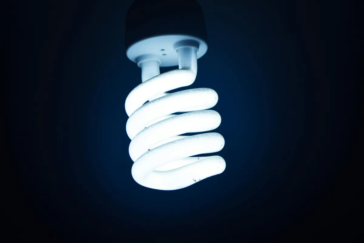 man holding incandescent bulb