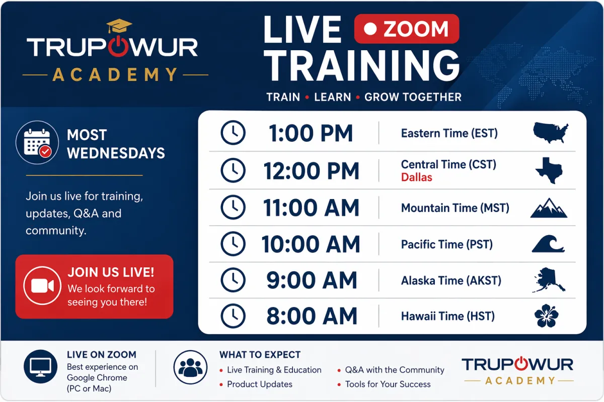 Live Zoom Training Schedule