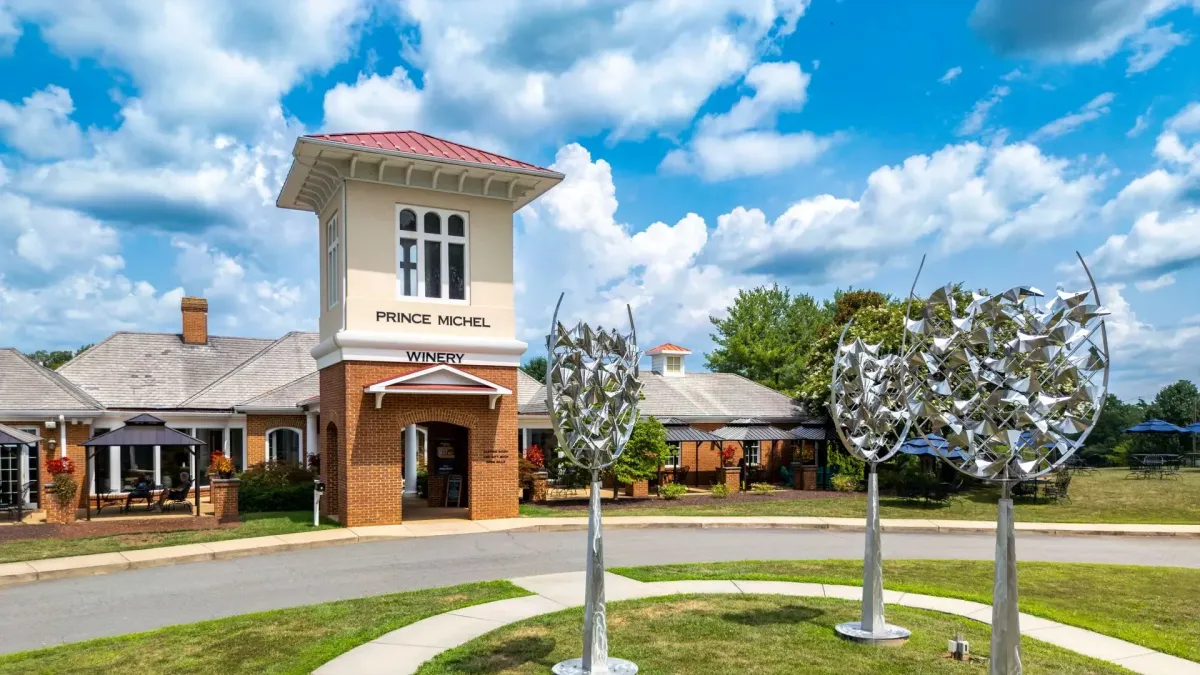the sun is setting behind a wire fence
