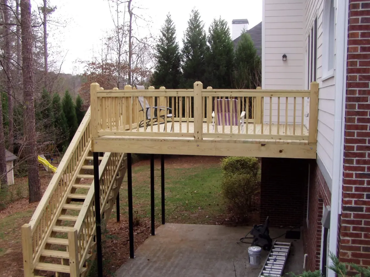 elevated wood deck staining and structural maintenance in Marietta GA