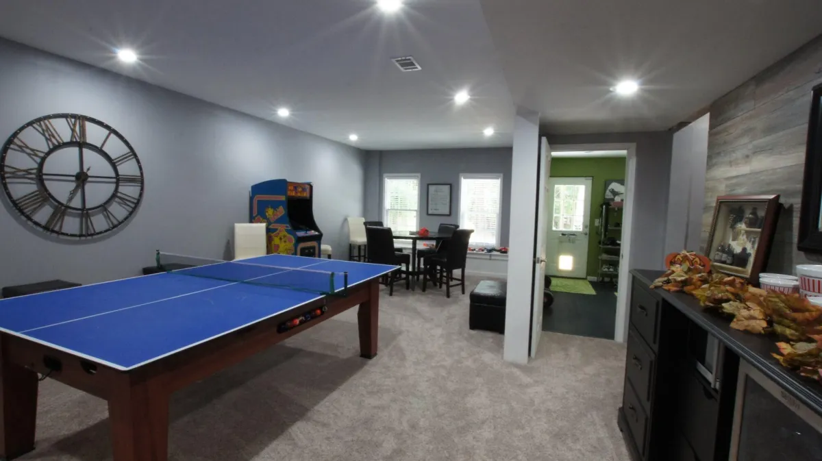 finished basement painting and interior refresh for home game room in Canton GA