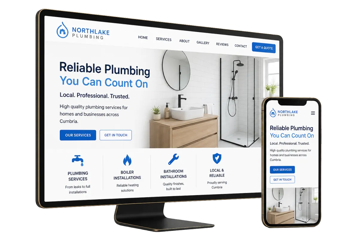 Premium responsive website mockup displayed on desktop and mobile devices