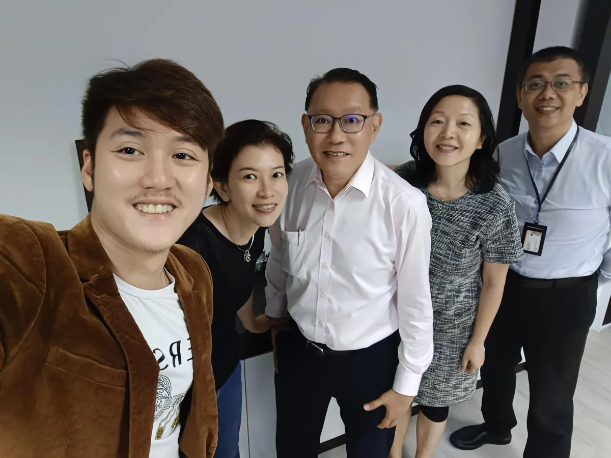 Alaric Ong with With Dr Foo, Dr Zhang and Dr Lin from Ministry of Education (MOE)
