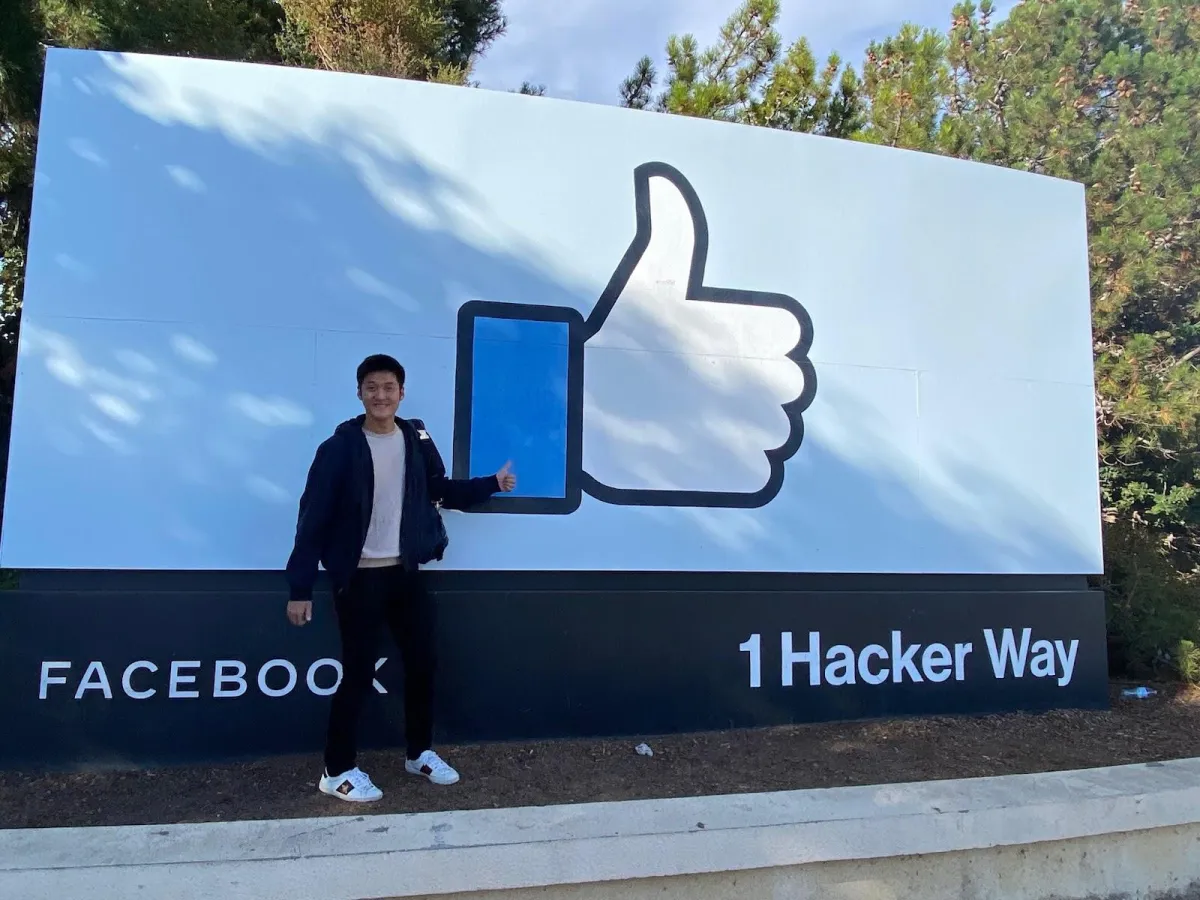 Alaric Ong at Facebook Meta's headquarters in Silicon Valley