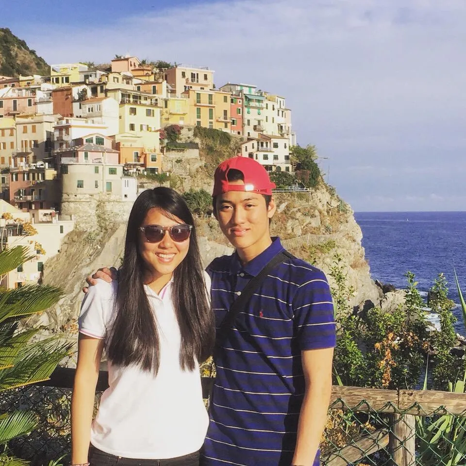 Alaric Ong with his sister in Italy