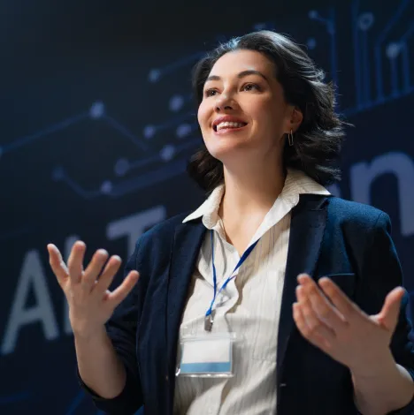 Woman gesturing confidently