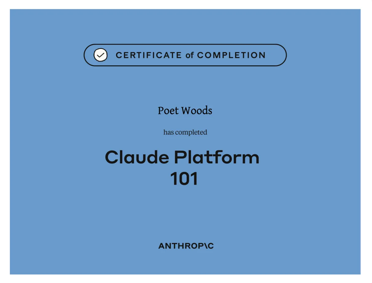 Claude Platform 101 Certificate