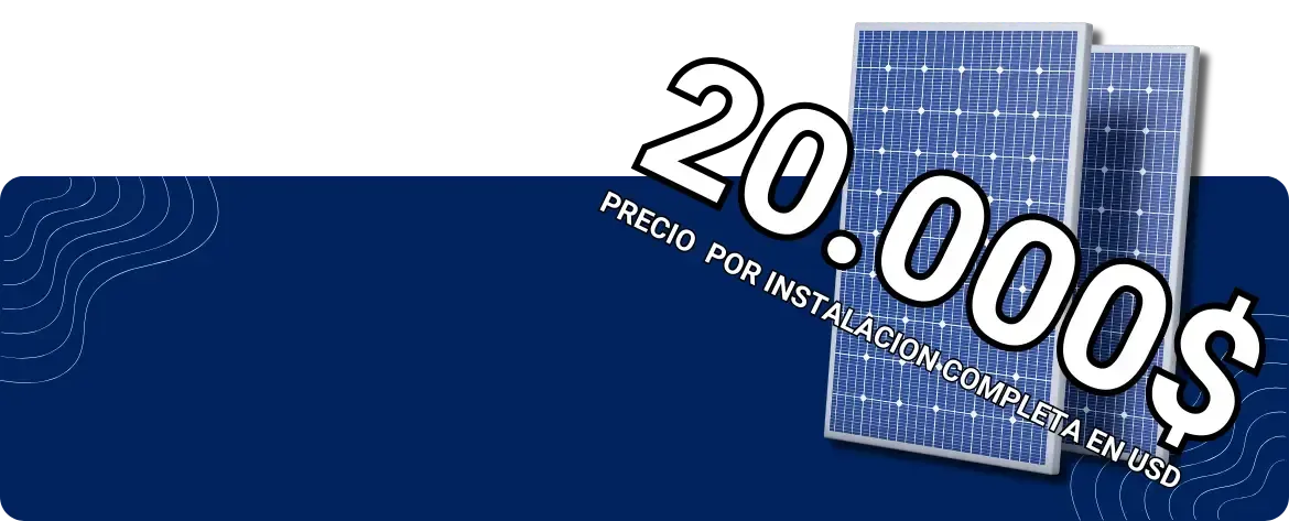 background con paneles solares y precio 20.000 usd