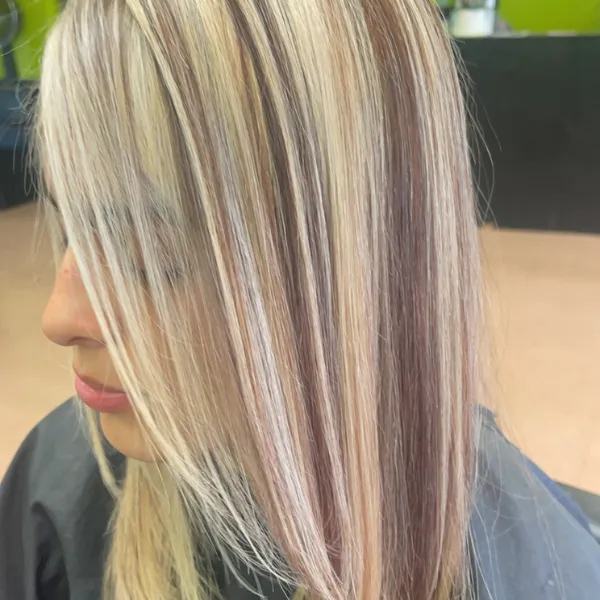 college student with blonde highlights