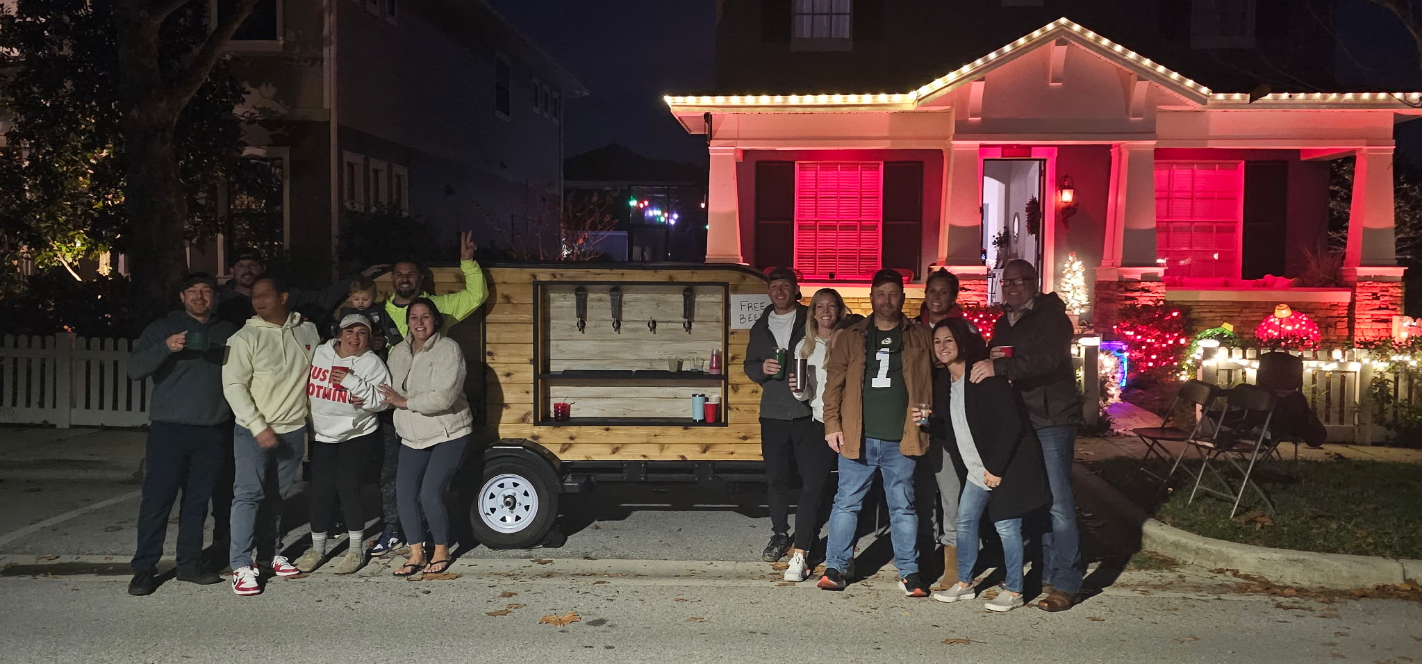 Friends enjoying drinks at a private event