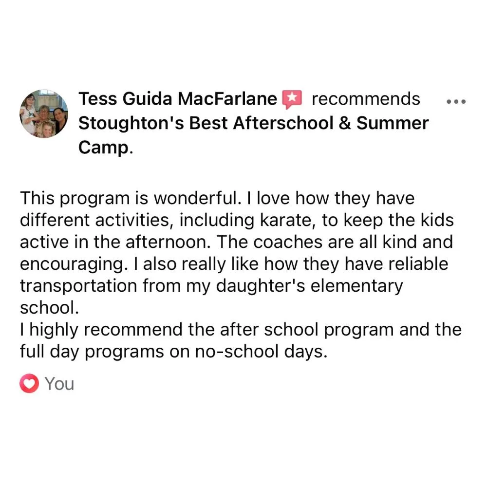 5 Star Review For Stoughton's Best After School and Summer Camp