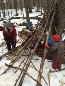 winter hike at forest school