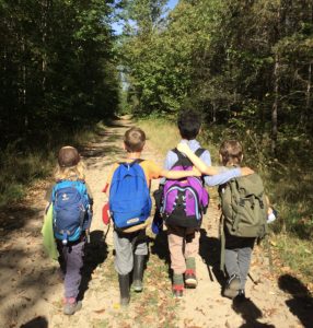 winter hike at forest school